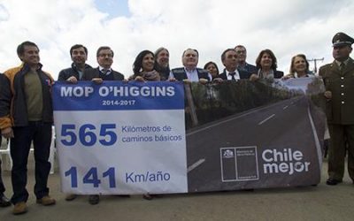 LA REGIÓN DE O’HIGGINS CUMPLE META DE 565 KILÓMETROS DE PAVIMENTOS BÁSICOS ENTRE 2014 Y 2017