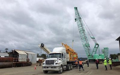 ARRIBÓ NUEVA MAQUINARIA PARA OBRAS DEL PUENTE CHACAO