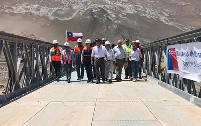 MINISTRO (S) OBRAS PÚBLICAS HABILITA PUENTE MECANO QUE CONECTA LAS REGIONES DE TARAPACÁ Y ARICA Y PARINACOTA, EN LA RUTA 5, LA CUAL HA SUFRIDO LOS EFECTOS DE LAS LLUVIAS ESTIVALES DURANTE LAS EMERGENCIAS DEL NORTE DEL PAÍS